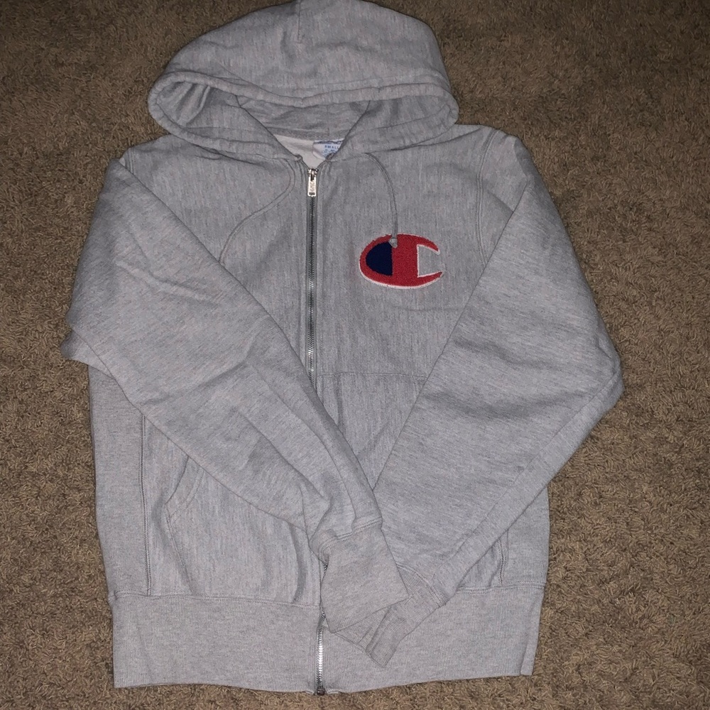 grey men’s champion hoodie
